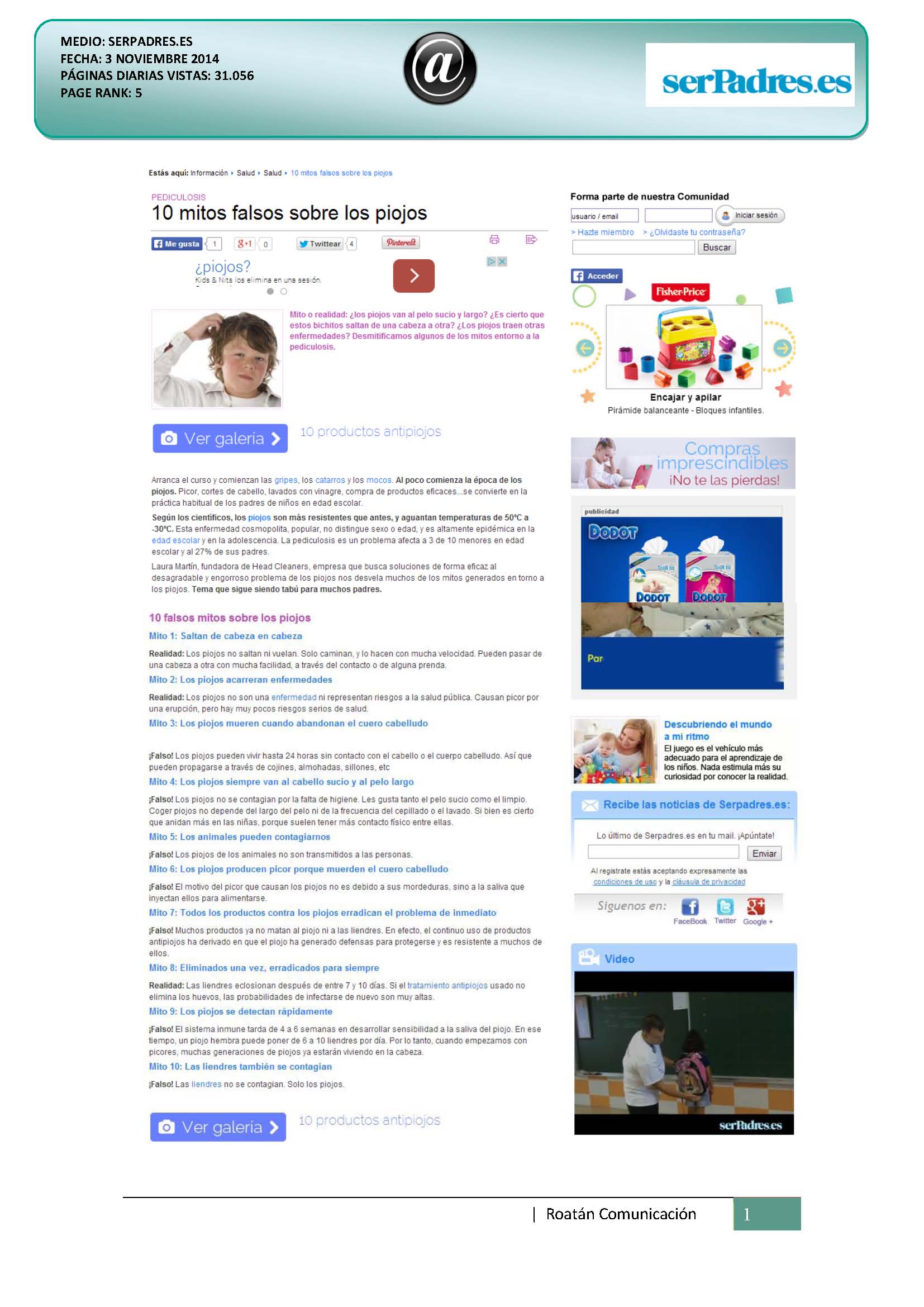 Falsos Mitos sobre los piojos